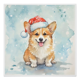 Gemütliche Weihnachts-Corgi-Festtag-Wandkunst Poster