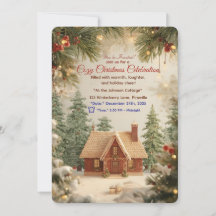 Gemütliche Weihnachts-Cottage-Einladung – Wasserfa