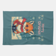 Gemütliche Weihnachts-Fuchs-Küchentücher