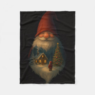 Gemütliche Weihnachts-Gnom-Hütte-Fleece-Decke – Vi Fleecedecke