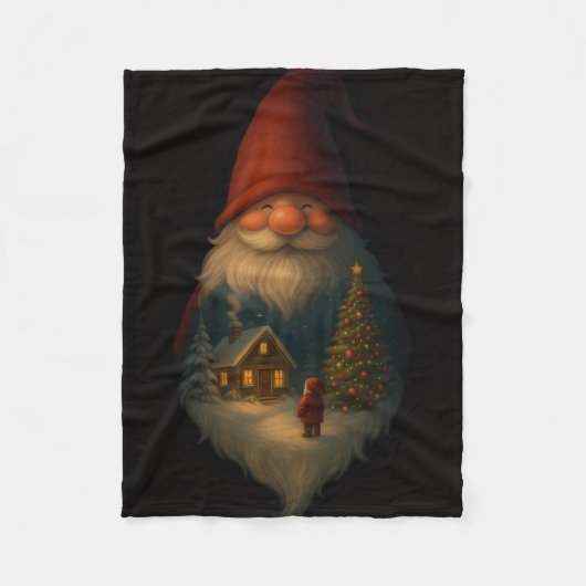 Gemütliche Weihnachts-Gnom-Hütte-Fleece-Decke – Vi Fleecedecke (Vorderseite)