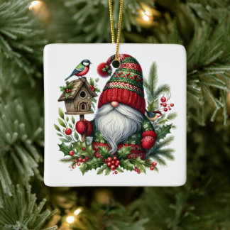 Gemütliche Weihnachts-Gnom-Kunst – Festliches Weih Keramikornament