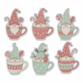 Gemütliche Weihnachts-Gnome in Tassen: Ästhetische Aufkleber (Vorderseite)