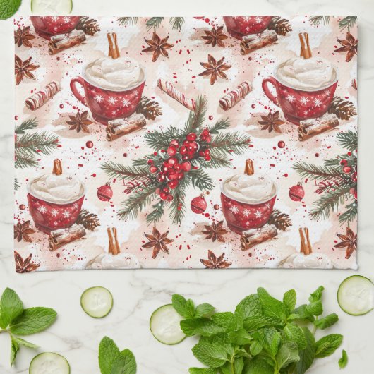 Gemütliche Weihnachts-heiße Cocoa Geschirrtuch (Gefaltet)