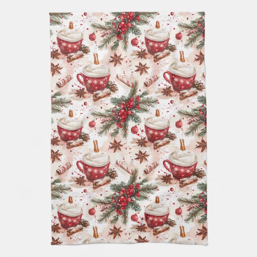 Gemütliche Weihnachts-heiße Cocoa Geschirrtuch (Vertikal)
