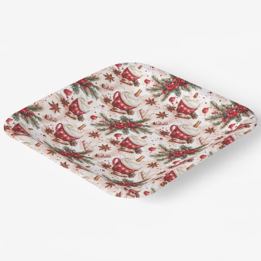 Gemütliche Weihnachts-heiße Cocoa Pappteller (Gewinkelt)