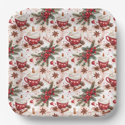 Gemütliche Weihnachts-heiße Cocoa Pappteller (Vorderseite)