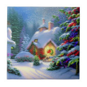 Gemütliche Weihnachts-Hütte Fliese (Vorderseite)