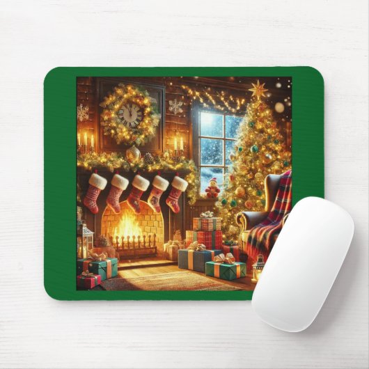 Gemütliche Weihnachts-Mauspad mit Kamin Mousepad (Mit Mouse)