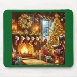 Gemütliche Weihnachts-Mauspad mit Kamin Mousepad