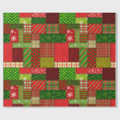 Gemütliche Weihnachts-Patchwork-Quilt-Verpackungsp Geschenkpapier (Flach)