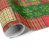 Gemütliche Weihnachts-Patchwork-Quilt-Verpackungsp Geschenkpapier (Rolleneckpunkt)