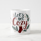 Gemütliche Weihnachts-Pine-Berry-Beschriftung Jumbo-Tasse (Vorderseite)