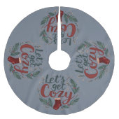 Gemütliche Weihnachts-Pine-Berry-Lettering Polyester Weihnachtsbaumdecke (Vorderseite)