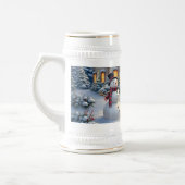Gemütliche Weihnachts-Schneeszene-Kunst Bierglas (Links)