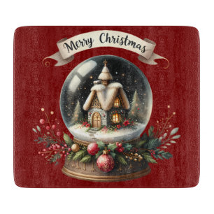 Gemütliche Weihnachts-Snow Globe Cottage Szene Schneidebrett