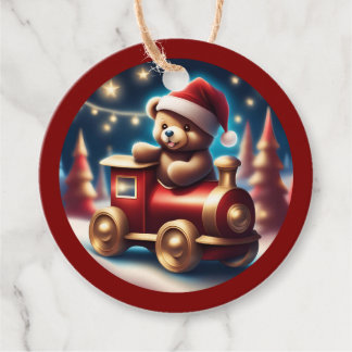 Gemütliche Weihnachts-Teddybahn TWArt Geschenkanhänger