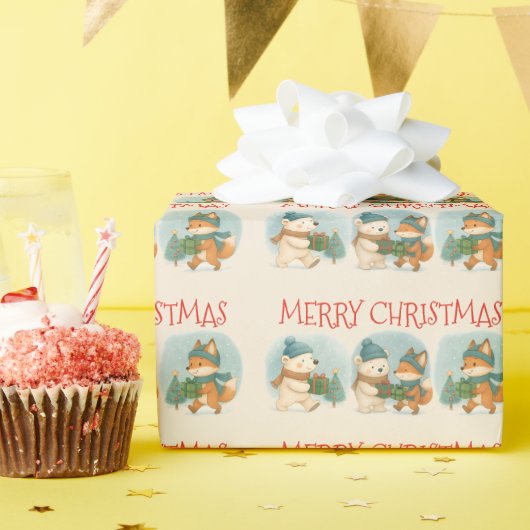 Gemütliche Weihnachts-Tiere Geschenkpapier Rolle (Geburtstagsparty)
