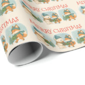 Gemütliche Weihnachts-Tiere Geschenkpapier Rolle (Rolleneckpunkt)