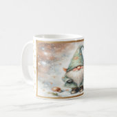 Gemütliche Weihnachts Winter Gnome Gold Schneefloc Kaffeetasse (Vorderseite Links)