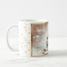 Gemütliche Weihnachts Winter Gnome Gold Schneefloc Kaffeetasse