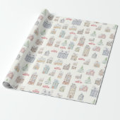 Gemütliche Weihnachts-Winterhäuser Verpackungspapi Geschenkpapier (Ungerollt)