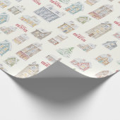 Gemütliche Weihnachts-Winterhäuser Verpackungspapi Geschenkpapier (Ecke)