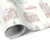 Gemütliche Weihnachts-Winterhäuser Verpackungspapi Geschenkpapier (Rolleneckpunkt)