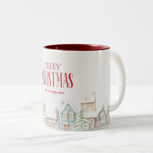 Gemütliche Weihnachts-Winterhäuser Zweifarbige Tasse