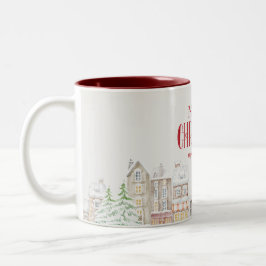 Gemütliche Weihnachts-Winterhäuser Zweifarbige Tasse