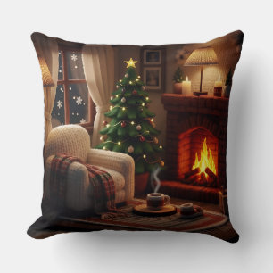 Gemütliche Weihnachtsatmosphäre im gestrickten Sti Kissen