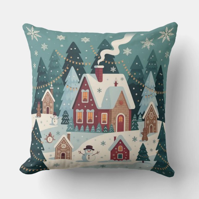 Gemütliche Weihnachtsbäume - Festtagskissen Kissen (Vorderseite)