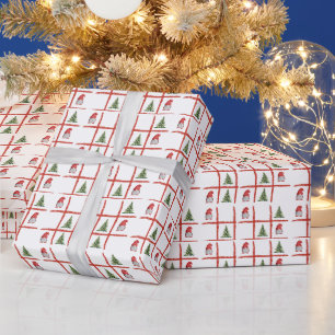 Gemütliche Weihnachtsbäume und Gnome Tic Tac Toe Geschenkpapier