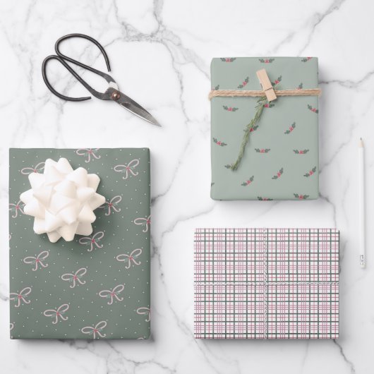 Gemütliche Weihnachtsbögen und Zweige Geschenkpapier Set (Vorderseite)