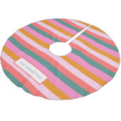 Gemütliche Weihnachtsbrise Moderner Streifen Polyester Weihnachtsbaumdecke (Schrägansicht)