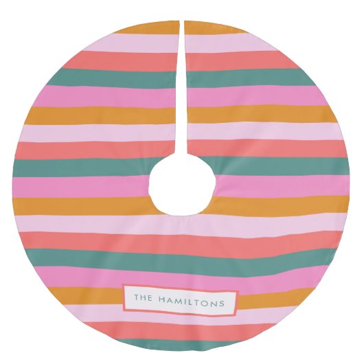 Gemütliche Weihnachtsbrise Moderner Streifen Polyester Weihnachtsbaumdecke (Vorderseite)