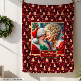 Gemütliche Weihnachtscreme Blanket Burgundy Gold S Fleecedecke
