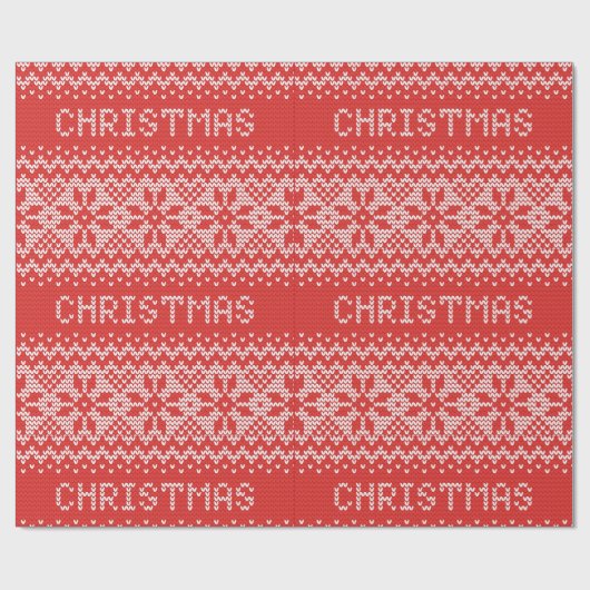 Gemütliche Weihnachtscreme rot und weiß Geschenkpapier (Flach)