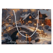 Gemütliche Weihnachtsdörfer Winterlandschaft Große Geschenktüte (Rückseite)