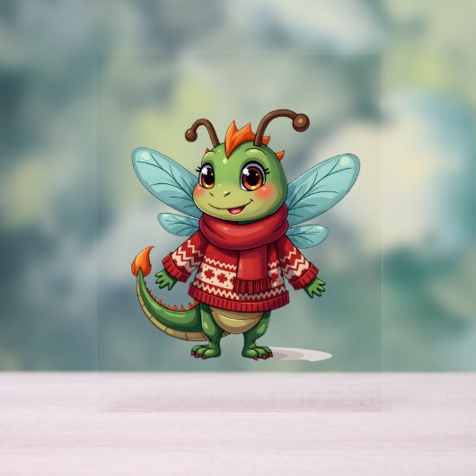 Gemütliche Weihnachtsdrachenfliege Acrylschild (Neutral)