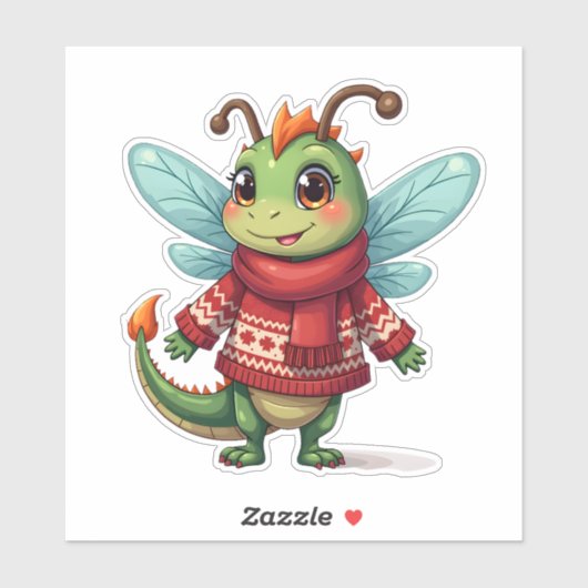 Gemütliche Weihnachtsdrachenfliege Aufkleber (Blatt)