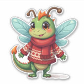 Gemütliche Weihnachtsdrachenfliege Aufkleber (Vorderseite)