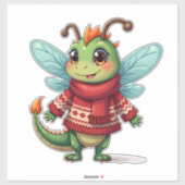 Gemütliche Weihnachtsdrachenfliege Aufkleber (Blatt)