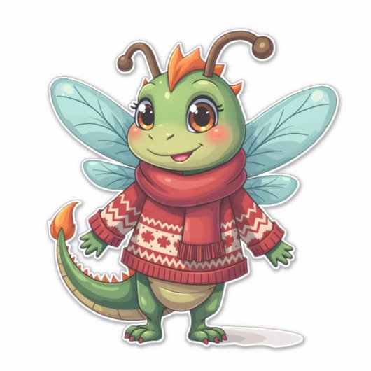 Gemütliche Weihnachtsdrachenfliege Aufkleber (Vorderseite)