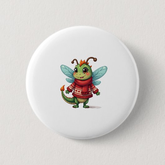Gemütliche Weihnachtsdrachenfliege Button (Vorderseite)