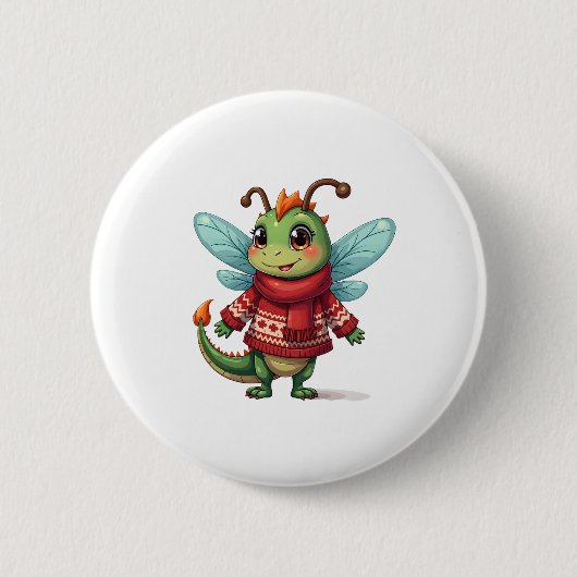 Gemütliche Weihnachtsdrachenfliege Button (Vorderseite)