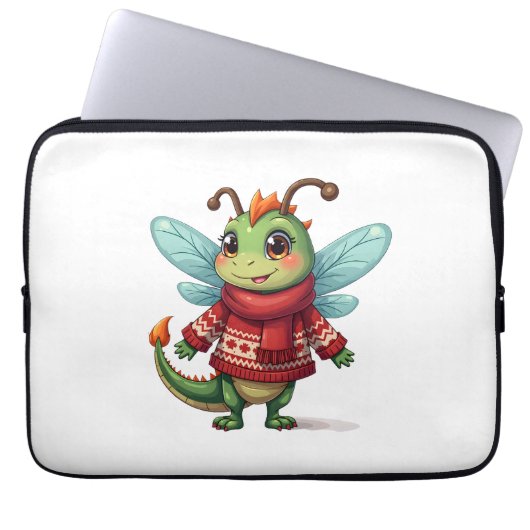 Gemütliche Weihnachtsdrachenfliege Laptopschutzhülle (Vorderseite)