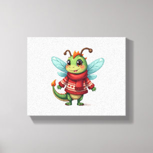 Gemütliche Weihnachtsdrachenfliege Leinwanddruck