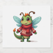 Gemütliche Weihnachtsdrachenfliege Schaumweinetikett (Einzelnes Label)