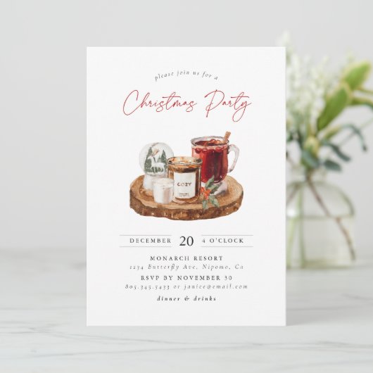 Gemütliche Weihnachtsfeier Einladung (Stehend Vorderseite)